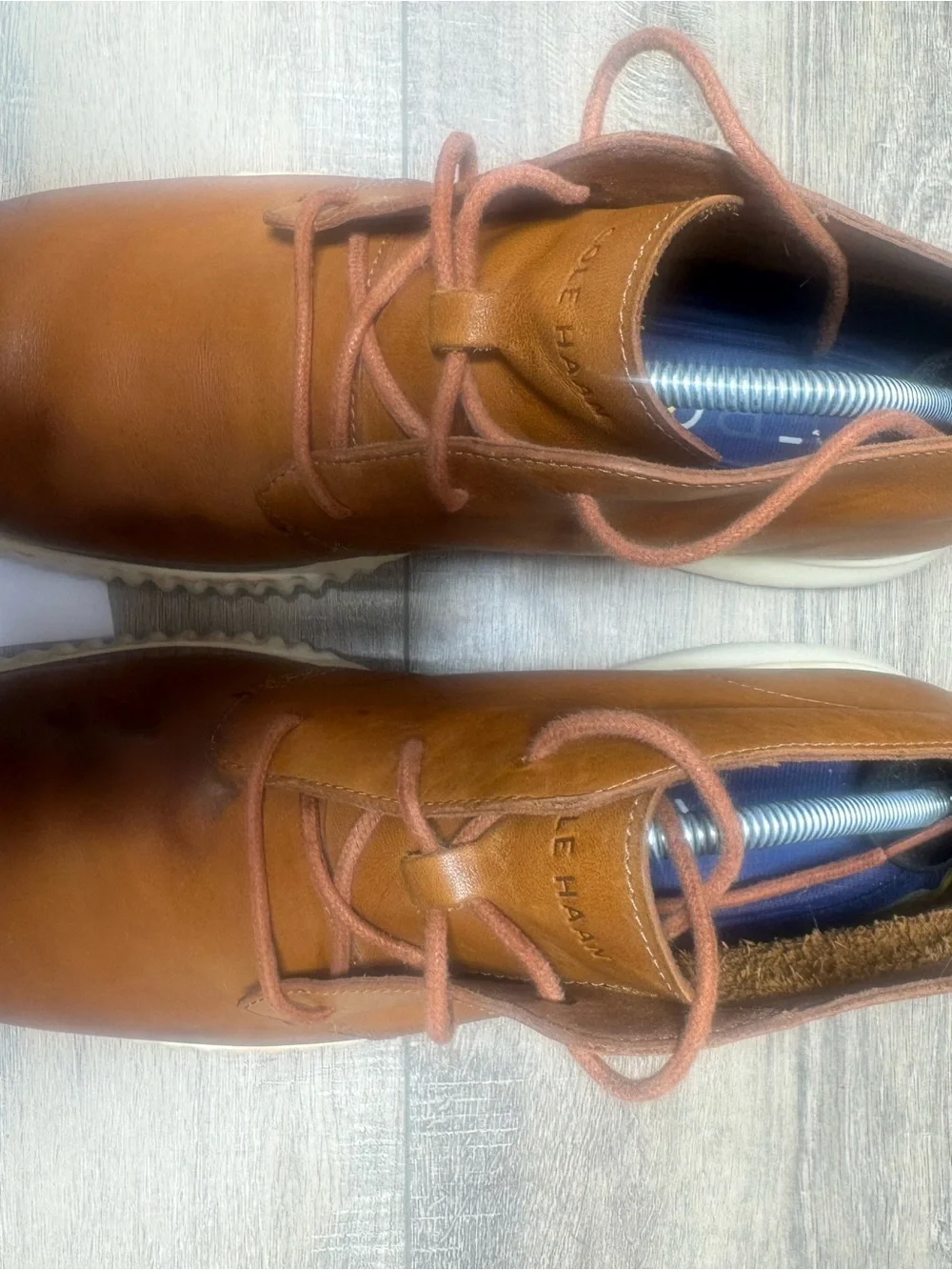 Cole Haan Tan Brown Leather Chukka Boots with White Sole